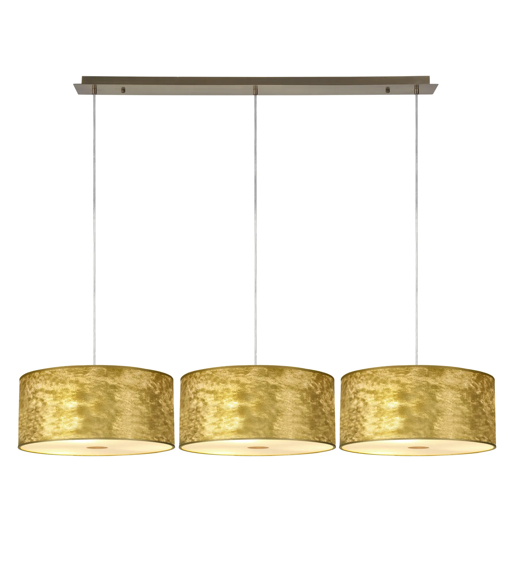 DK0840  Baymont 40cm Shade 3 Light Pendant Antique Brass, Gold Leaf, Frosted Diffuser